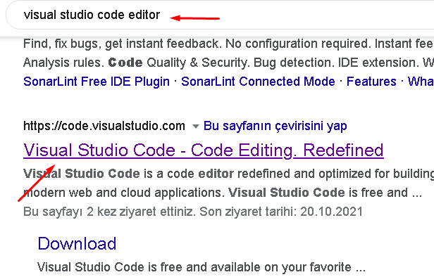Visual Studio Code Ediör