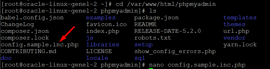 phpmyadmin config.sample.inc.php dosyası